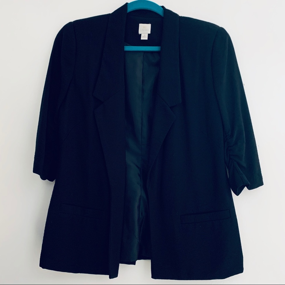 NWOT LC Lauren Conrad 3/4 length slv Black Blazer